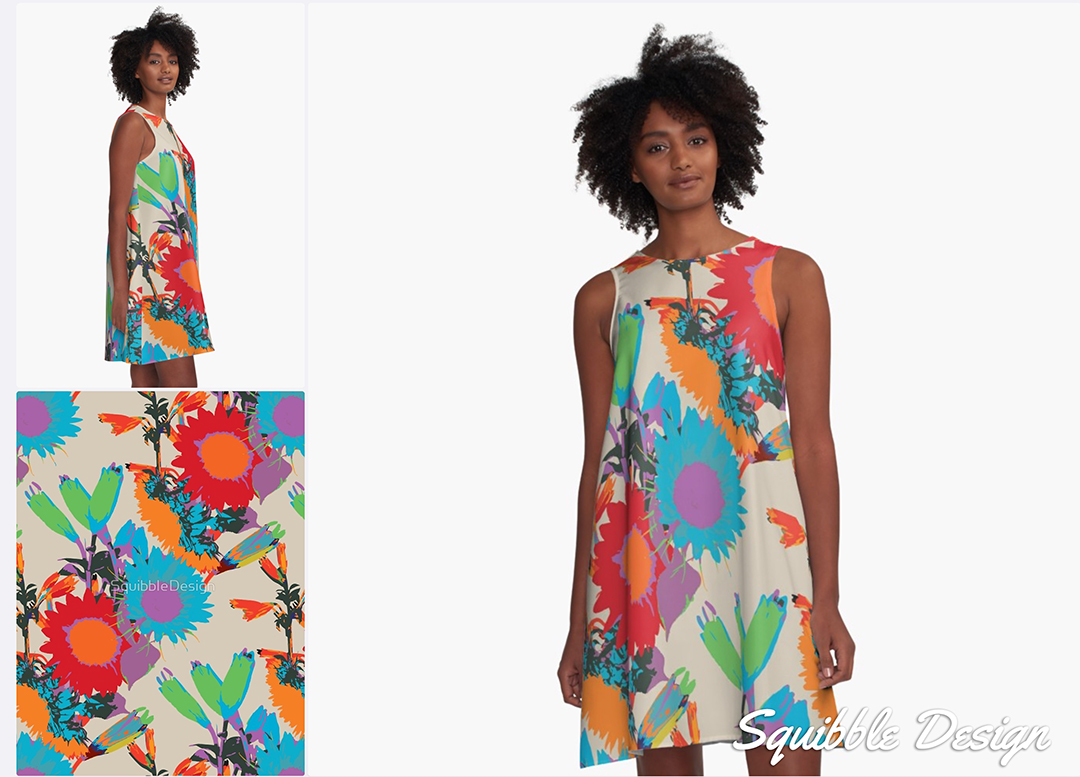 Bright Blooms A-line Dress by Squibble Design
